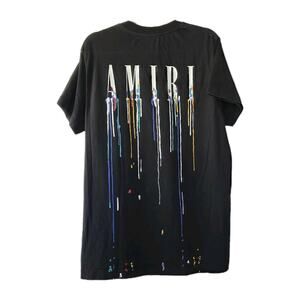 AMIRI Black Graphic Print Logo Cotton Jersey Crew Neck Men's S Short Sleeve Tee